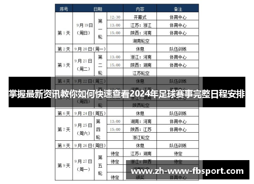 掌握最新资讯教你如何快速查看2024年足球赛事完整日程安排
